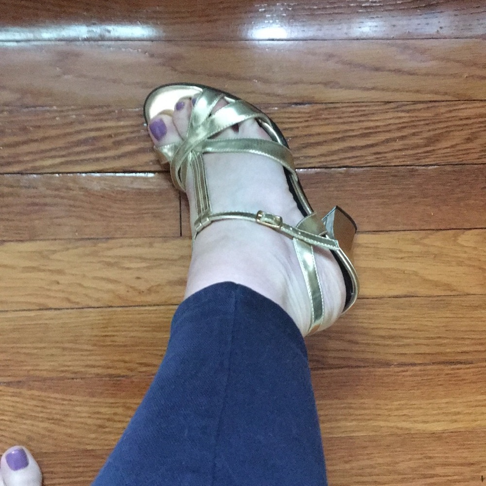 Steve Madden gold high heel sandals size 8.